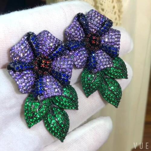 Jimbora Be Original Luxury Lucky Flowers Pendant Earrings Jewelry For Women Bridal Wedding Party Show Girl Daily Accessoriess