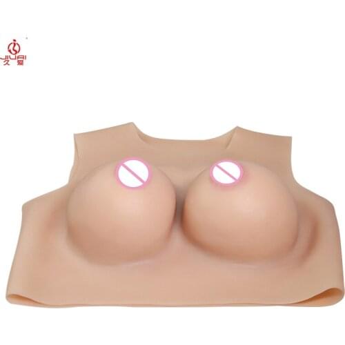 Jiuai Round Neck F-Cup Crossdressing Silicone Sexy Huge Breast Lifelike Female Boobs for Man Women Crossdresser