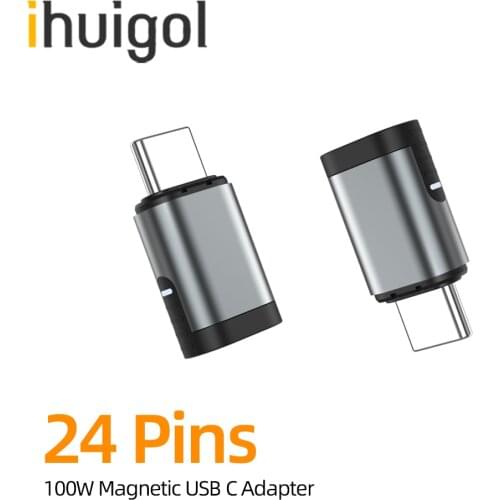 Ihuigol 100W 24Pins Magnetic USB C Adapter Type C Connector PD Fast Charging 10Gbp/s for MacBook Pro Air Samsung Data Converter