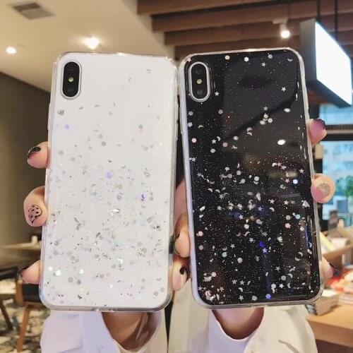 Fashion Glitter Bling Sequins Case For iphone 11 X 8 7 Plus 6 6s SE 2020 X XR XS MAX Epoxy Star Soft TPU Transparent Case Cover