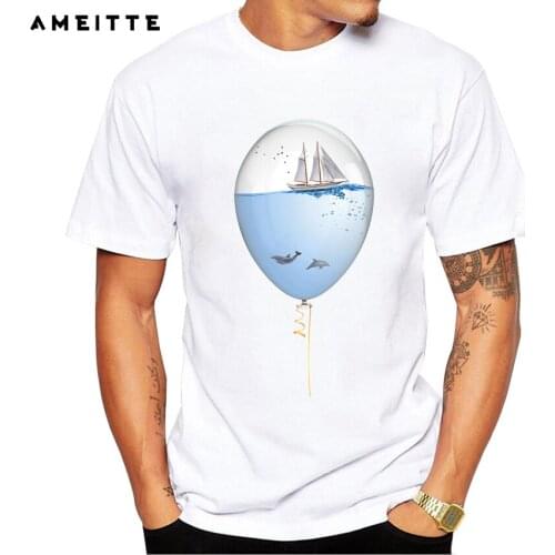 2019 Creative Sealoon T-Shirt Mens Sea In A Balloon Printed T Shirt Summer Hight Quality Hipster Cool Male Tops Tee