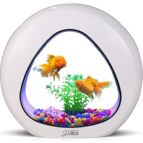 Cooling hole creative desktop fish tank feeding hole aquarium small ornamental goldfish tank LED key ecological acrylic fish tan