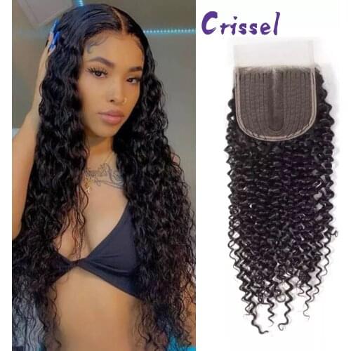 Wholesale Kinky Curly Lace Closure Hair Brazilian T Part Remy Human Hair 4x1 Lace Closure 1 PCS 8-20 inch Middle Part Closure