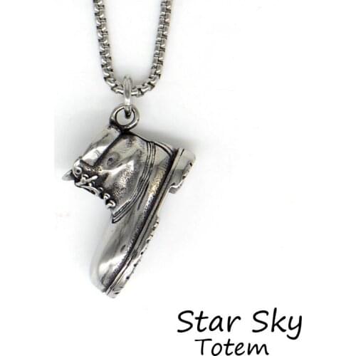 Retro Locomotive Boot Stainless Steel Pendant Necklace Hippie Rider Hip Hop Fashion Jewelry