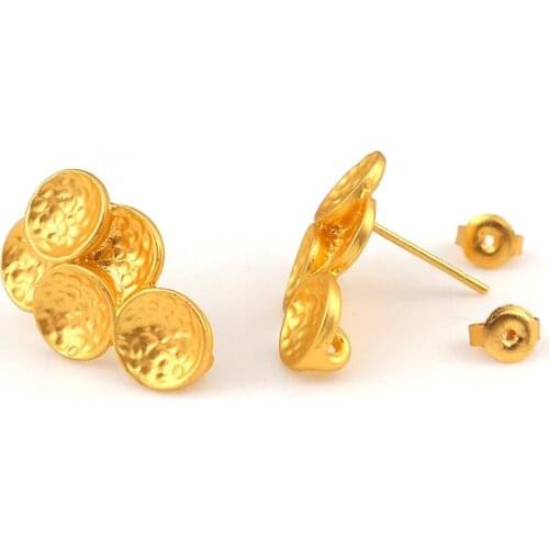 DoreenBeads Zinc Based Alloy Ear Post Stud Earrings Findings Grape Fruit Silver Color Gold DIY Jewelry Charms 20 x 13mm, 4 PCs