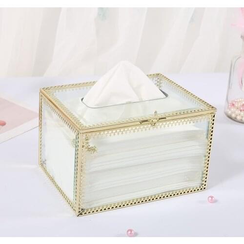 Glass Nordic Living Room Tissue Boxes Drawer Dispenser Napkin Holders Tissue Box Desktop Organizer Makeup Rangement Home Decor