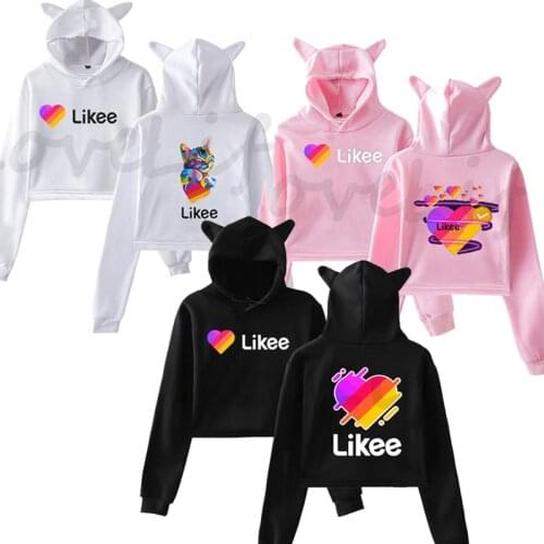 2020 Girls women Pullover Likee Video Sweatshirt Children Clothing Girls Cat Likee Hoodie Casual Tops with Hood Students Hoodies