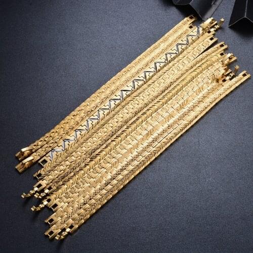 Wando 0.7CM wide and 19.5 long Gold Color Bracelet for Man Women Luxury bracelet Jewelry Wedding Jewelry Bangles Party Gift