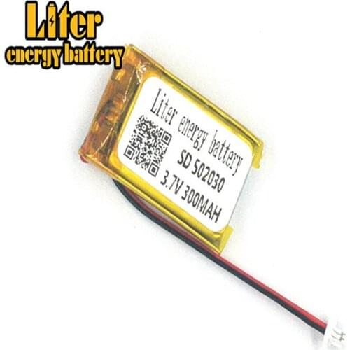 1.0MM 2pin connector 502030 3.7V 300mAh rechargeable polymer lithium ion lipo battery MP3 MP4 MP5 small toys