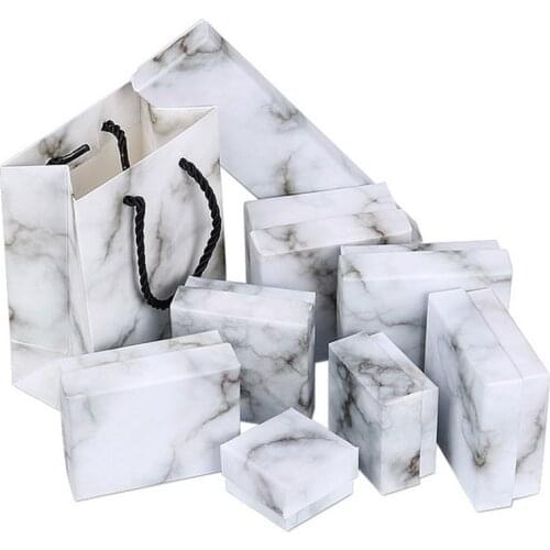 10pcs Multi Function Marbling Earring Ring Bracelet Jewelry Boxes Kraft Paper Box Party Birthday Chocolate Boxes Packaging Bags