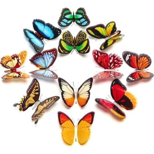 12Pcs/Bunch Colorful Butterfly Stakes Butterfly Flower Pots Decoration Home improvement With Pile Garden Supplies Outdoor Decor
