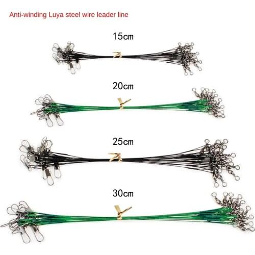 20PCS Anti Bite Steel Fishing Line Steel Wire Leader With Swivel Fishing Accessory Lead Core Leash Fishing Wire 15CM-30CM