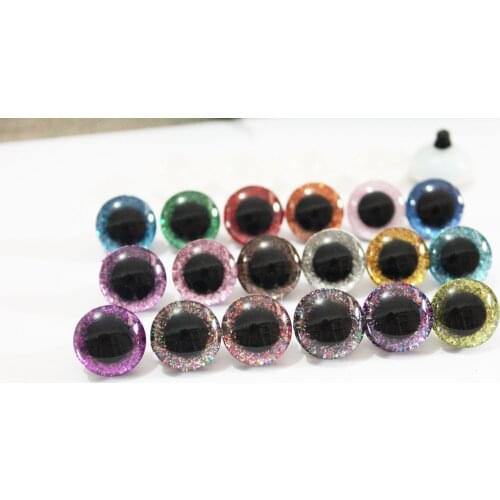 500pcs/lot--New 18colors option 16mm short stem 3D CLEAR safety toy eyes &glitter Nonwovens & washer--color option