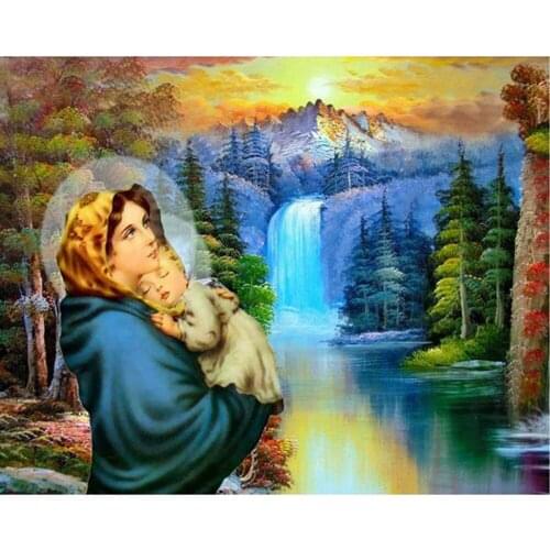 3D DIY Diamond Embroidery Diamond Mosaic Virgin And Child Full Square Rhinestones 5D Diamond Painting Cross Stitch Kit