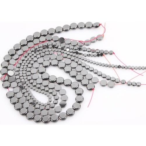 Free Shipping Natural Stone Black Hematite Beads 4 6 8 10 MM 15" Per Strand Pick Size For Jewelry Making