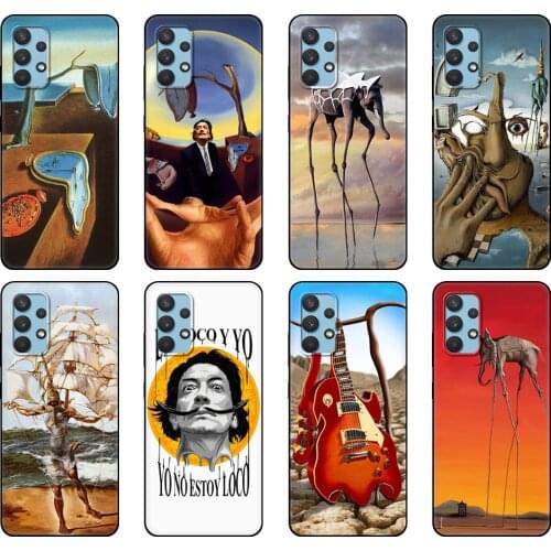 Black tpu Case For Samsung galaxy A32 A42 A52 A72 4g 5g S21 PLUS ultra back cover Salvador Dali