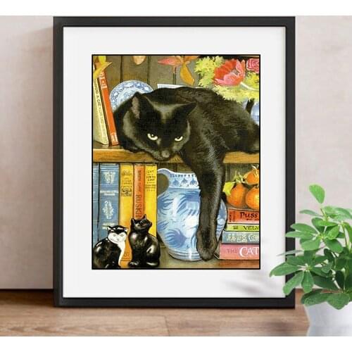 DIY 5D Diamond Mosaic Animal Handicraft Diamond Embroidery Sale Book Cat Full Round Drill 40x50 Kit Decoration