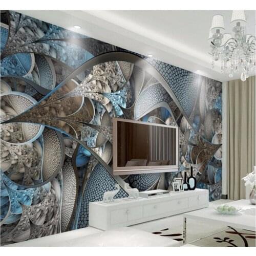 Custom Photo Wallpaper Mural Wall Sticker European Luxury Palace Abstract Glass TV Background Wall papel de parede