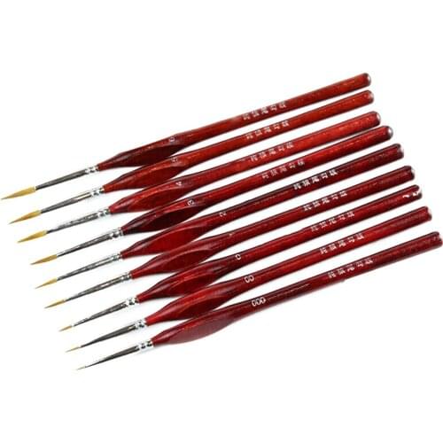 Hot Sale 9Pcs/Set Miniature Paint Brush Kit Professional Sable Hair Fine Detail Art Model Tools
