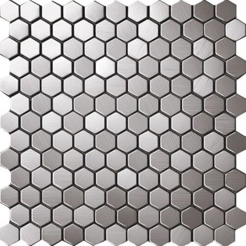 China hexagon brushed silver metal tile kitchen backsplash KTV wall decoration