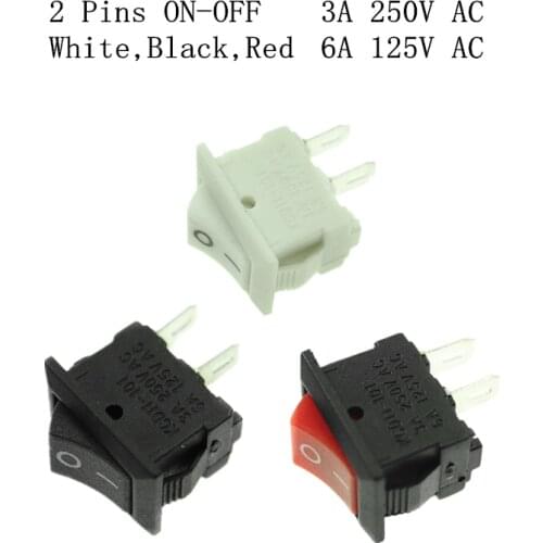 Push Button Switch 10x15mm SPST 2Pin 3A 250V KCD11 Snap-in On/Off Boat Rocker Switch 10MM*15MM Black Red and White