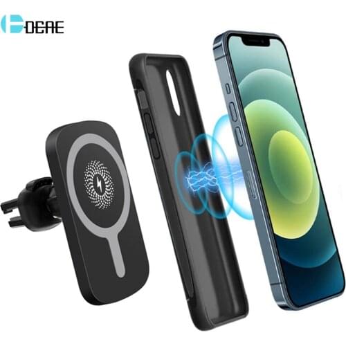 Magnetic Wireless Car Charger Mount For iPhone 12 Pro Max Mini Magnet Induction Qi 15W Fast Charging Air Vent Phone Holder Stand