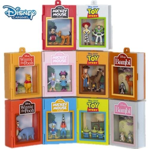 Disney Miniature Scene Landscape Anime Figure Series Mickey Minnie Toy Story Fashion Couple Keychain Kawaii Birthday Toys Gift