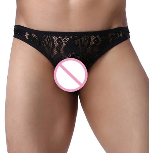 Mens Sissy Underwear Lace Thong Enhance Pouch Patchwork G-string Briefs Pants Lenceria Sensual Mujer Нижнее Белье Женское
