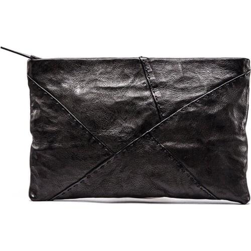 Ruil 2020 Top Quality New Men Wallet England Retro Style Personality Handmade Goat Skin Zipper Handbag Coin Purse Waist Bag