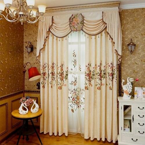 NEW Luxury European Curtains for Living Room Bedroom High-grade Custom Chenille Embroidery Sheer Customize Cloth Valance