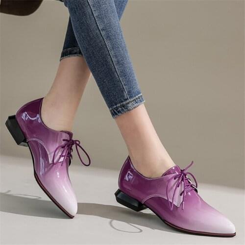 New Womens Spring Pumps Shoes Square Low Heels Fashion Pointed Toe Casual Dress Party Shoes Ladies Lace-up office Women Shoes