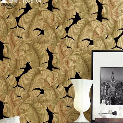 Beibehang -grade thicken Southeast Asian deerskin non-woven wallpaper 3D stereo relief banana leaves leaves background