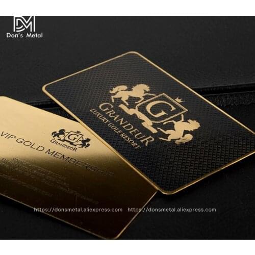Gold hollow stainless steel business card and black membership card stainless steel metal business card