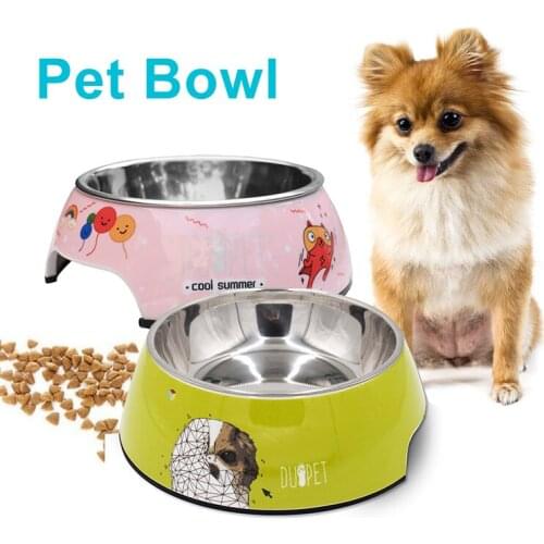 Dog Bowls Separable Dual Purpose Melamine And Stainless Steel Pet Feeding Feeder Water Bowl Cute Printing Cat Bowls Pets Product