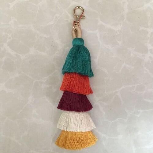 Colorful Boho Tassels Keychains Key Ring Holder Handbag Pendant Key Chain Bag Charms Keychain Bohemian Jewelry For Women Gift