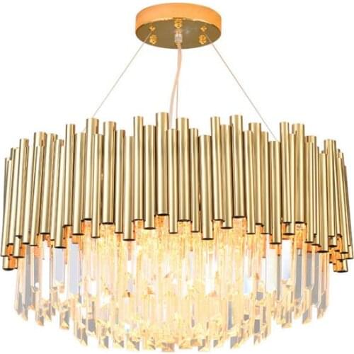 Postmodern light luxury chandelier simple creative bedroom living room crystal lamp stainless steel personality