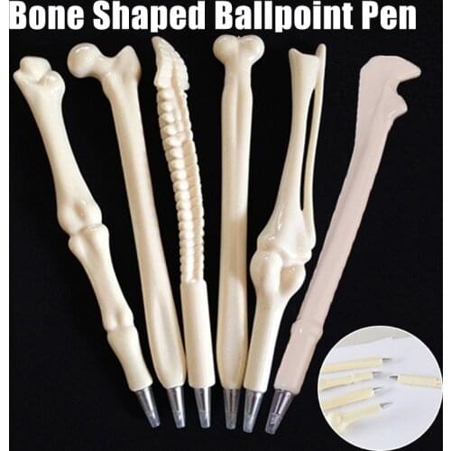 Creative Bone Shape Ballpoint Pens Finger Pen Stationery Crazy Gift for Nurse Doctor Student School Halloween Writing Supply