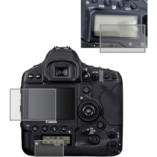 Self-adhesive Tempered Glass Main LCD + Top Shoulder Info Screen Protector Guard Cover for Canon 1DX / 1DX2 / 1DX3 Mark II III