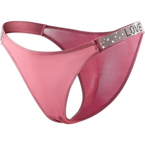 Europe and the United States sexy bikini underwear womens ice low waist flash drill thin band temptation Hot Thong briefs summe