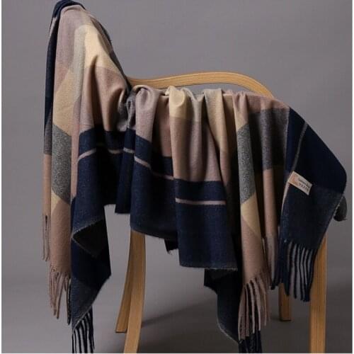 New Winter High-Grade Warm Shawl Fashion Lattice Sunscreen Silk Scarf Female Print 180X90CM Beach Towel Popular Cashmere Bandana