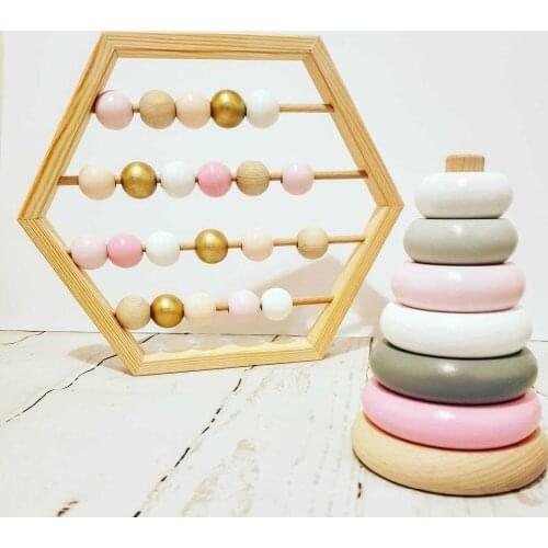 INS Nordic Natural Wooden Abacus With beads Craft Baby Early Learning Educational Toys Scandinavian Style Baby Room Decor Gifts