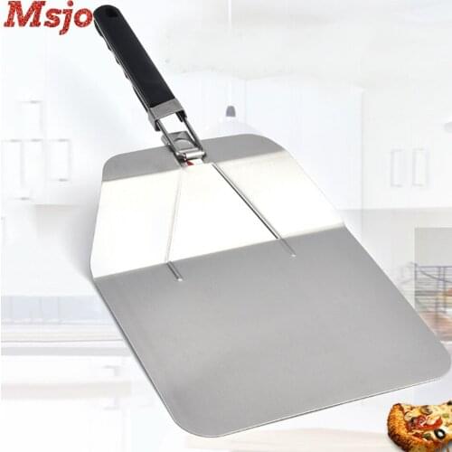 Msjo Pizza Peel Stainless Steel Folding Pizza Shovel Square Cake Shovel Pizza Cake Transfer Shovel Baking Pastry Tools Hot sales