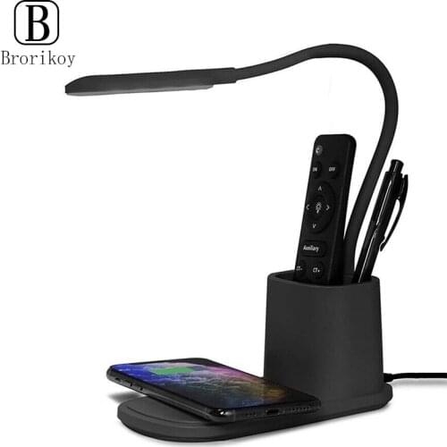 3in1 10W QI Fast Wireless Charging LED Desk Lamp For Smart Phone Bedroom Bedside Eye Protect Reading Adjustable Table Lamp Dock