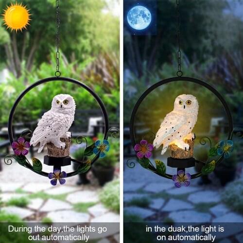 LED Solar Power Owl Parrot Hook Suspension Hanging Lamp Pathway Waterproof Lights Decorative Outdoor Garden Decorative Light