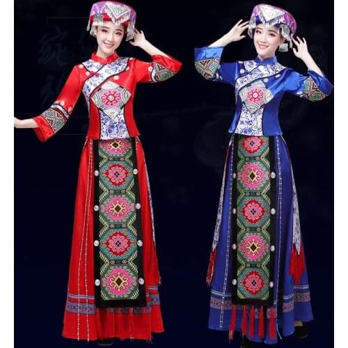 Tibetan Dress Traditional Folk And Ethnic Dance Clothes National Dance Of China Fan Ancient Chinese Folk Dance Clothing TA2214