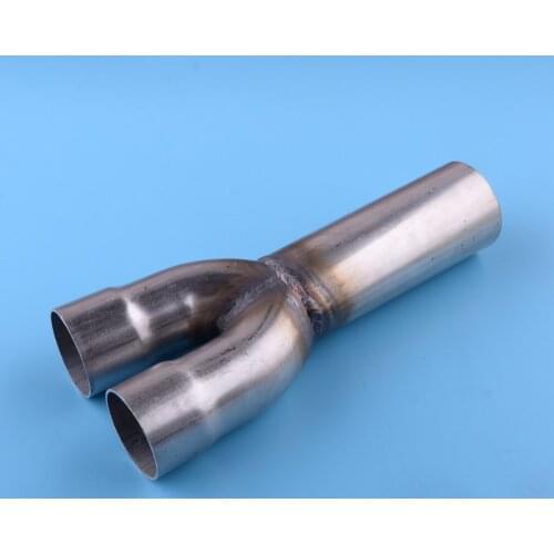 Universal Car 2-1 Exhaust Merge Collector Adapter Y Inlet Outlet Pipe Tube Flange Header Single 1.75''OD Dual 1.5''ID