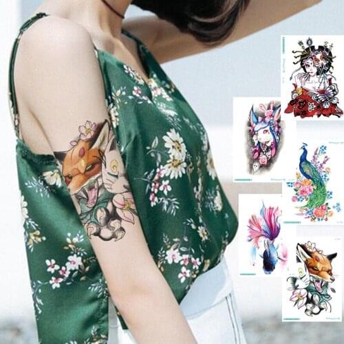 Rose Waterproof temporary tattoos Fox Bow Sexy Unique for women body art totem sleeve fake sticker cool stuff things Colorfully
