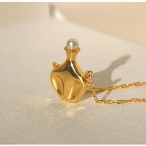 Flagon wine pot pendant necklace for women gold creative pearl necklace fashion 2020