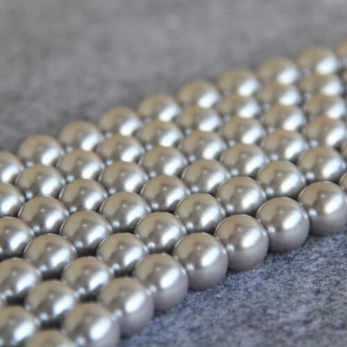 12mm Grey Shell glass beads DIY gift for women loose beads Jewelry making design 15inch 2pc/lot Wholesale and retail