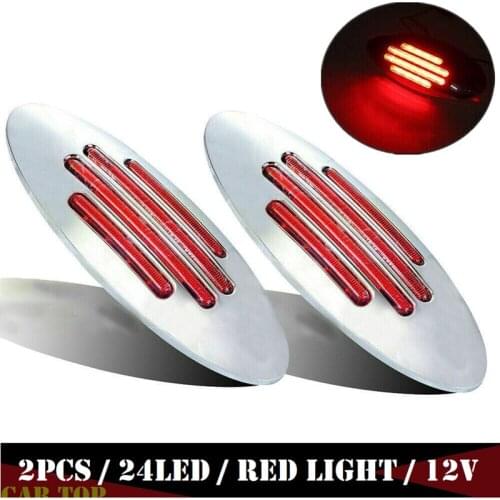 24LED Red Truck Trailer Side Marker Light Oval Chrome Base 12V Reverse Light For Truck